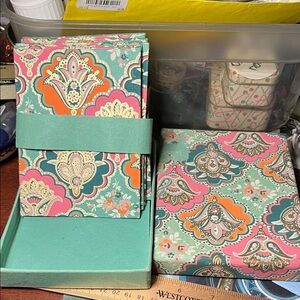 Elegant Paisley Stationery Set with Teal Accents